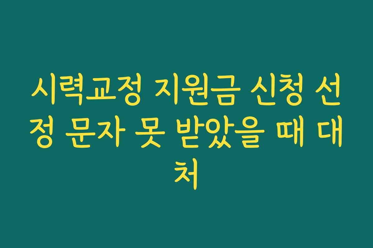 시력교정 지원금 신청 선정 문자 못 받았을 때 대처 시력교정 지원금 신청 선정 문자 못 받았을 때 대처