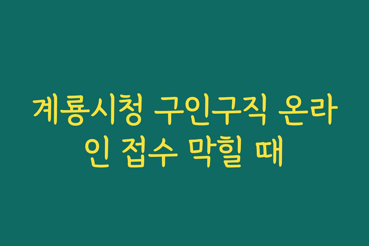 계룡시청 구인구직 온라인 접수 막힐 때