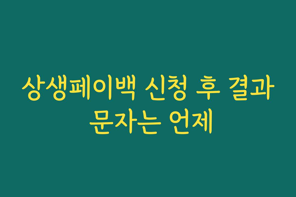 상생페이백 신청 후 결과 문자는 언제
