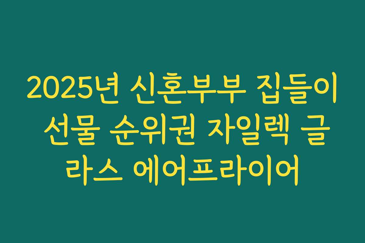 2025년 신혼부부 집들이 선물 순위권 자일렉 글라스 에어프라이어