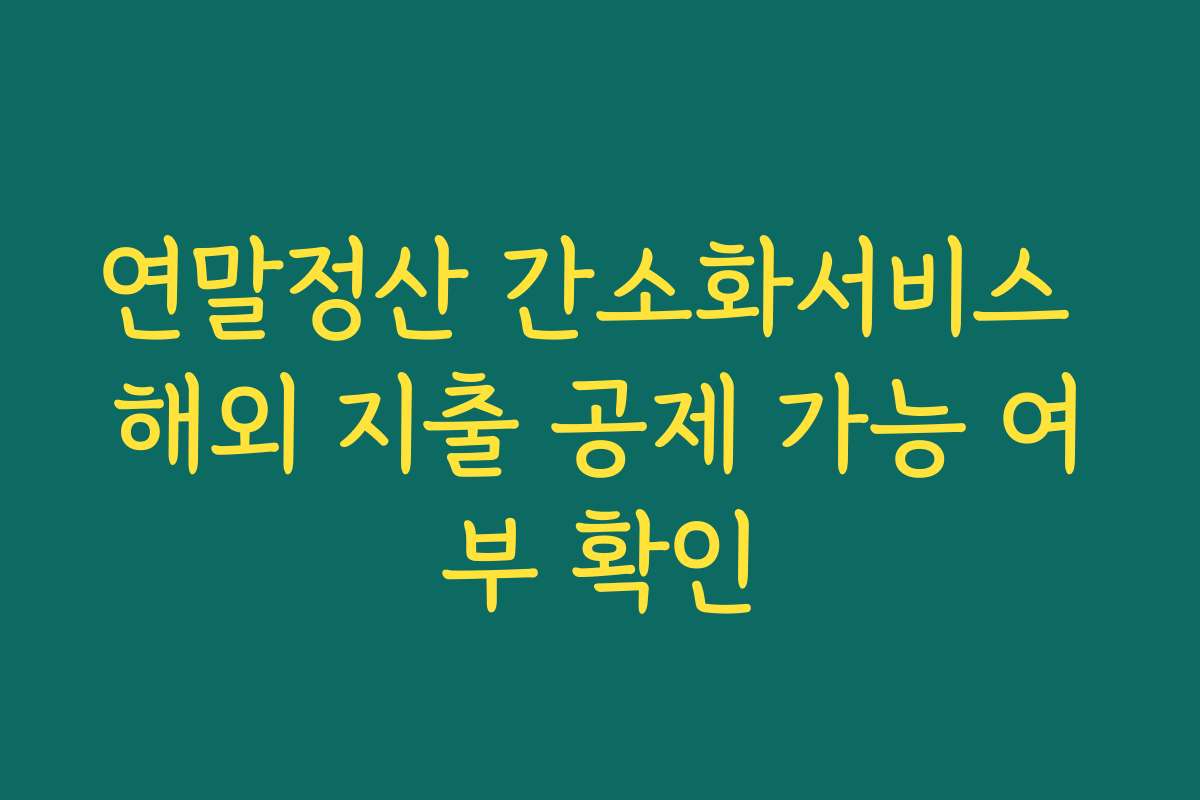 연말정산 간소화서비스 해외 지출 공제 가능 여부 확인