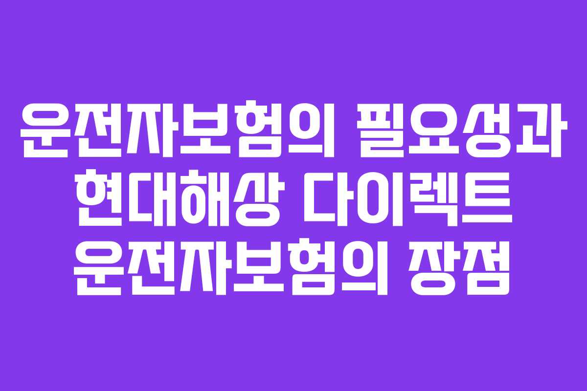 운전자보험의 필요성과 현대해상 다이렉트 운전자보험의 장점 운전자보험의 필요성과 현대해상 다이렉트 운전자보험의 장점