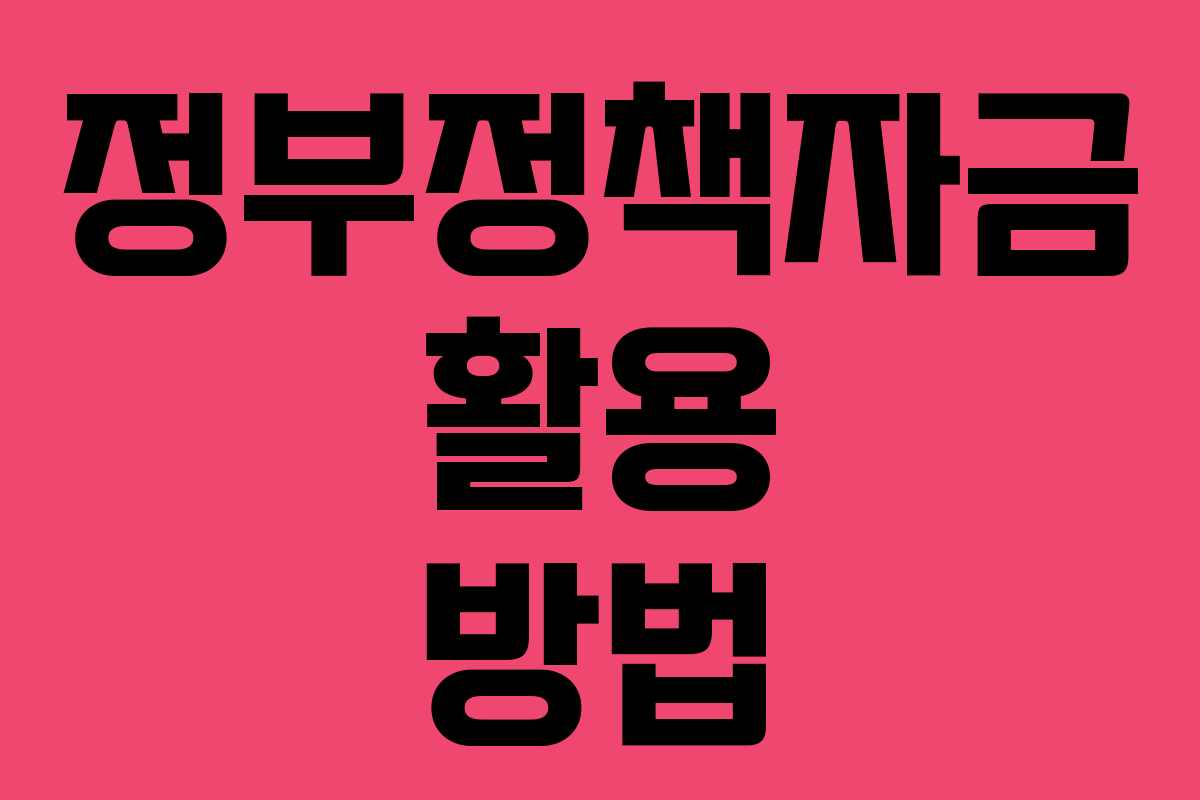 정부정책자금 활용 방법