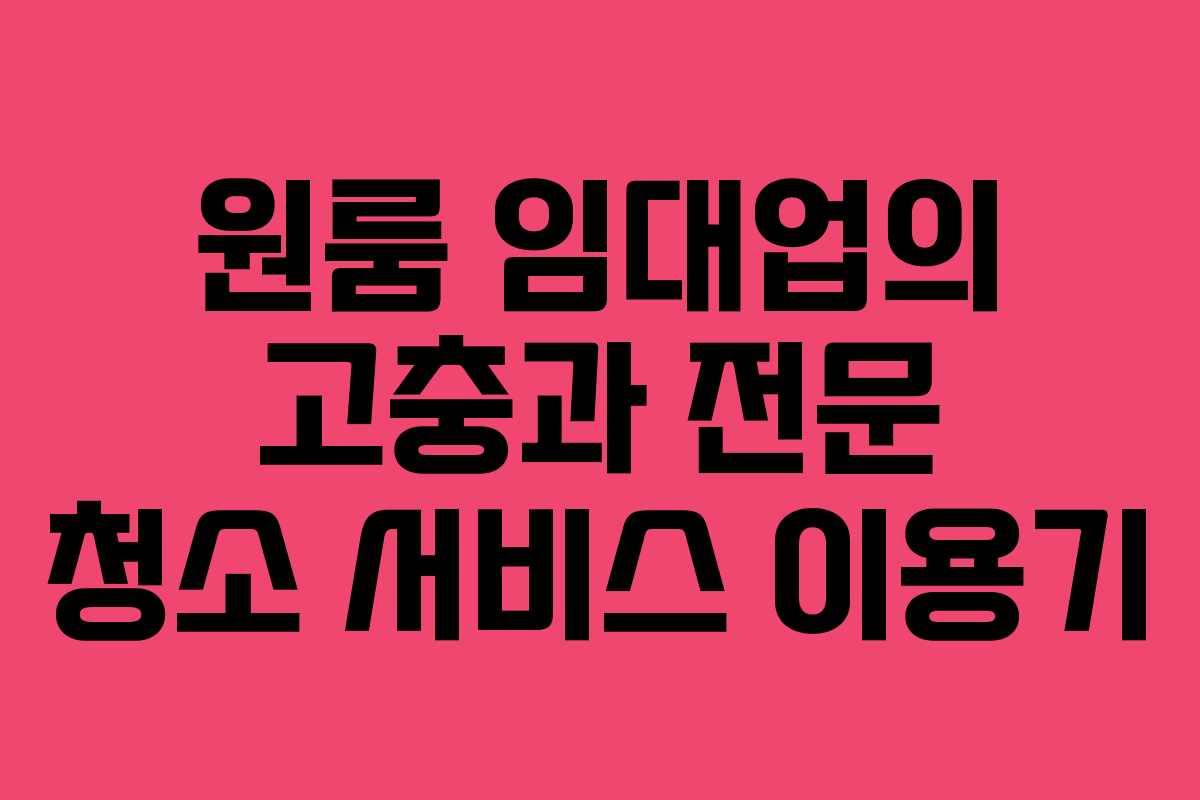 원룸 임대업의 고충과 전문 청소 서비스 이용기
