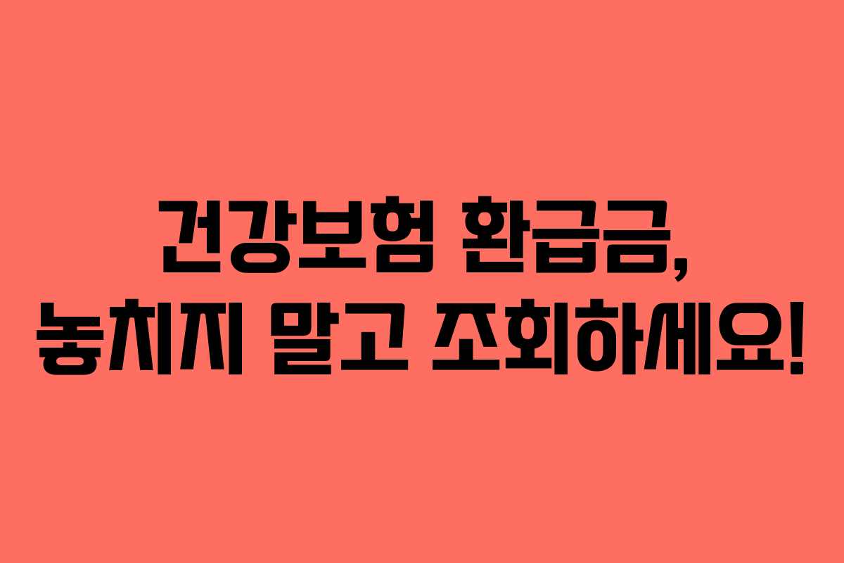 건강보험 환급금, 놓치지 말고 조회하세요!