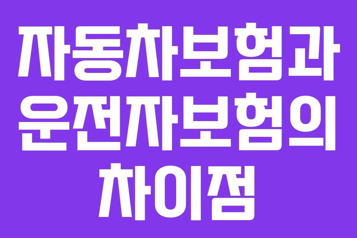 자동차보험과 운전자보험의 차이점 자동차보험과 운전자보험의 차이점