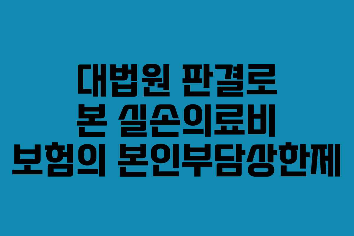대법원 판결로 본 실손의료비 보험의 본인부담상한제