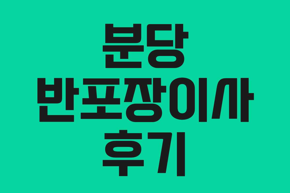 분당 반포장이사 후기 분당 반포장이사 후기