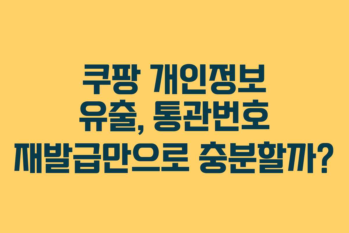 쿠팡 개인정보 유출, 통관번호 재발급만으로 충분할까? 쿠팡 개인정보 유출, 통관번호 재발급만으로 충분할까?