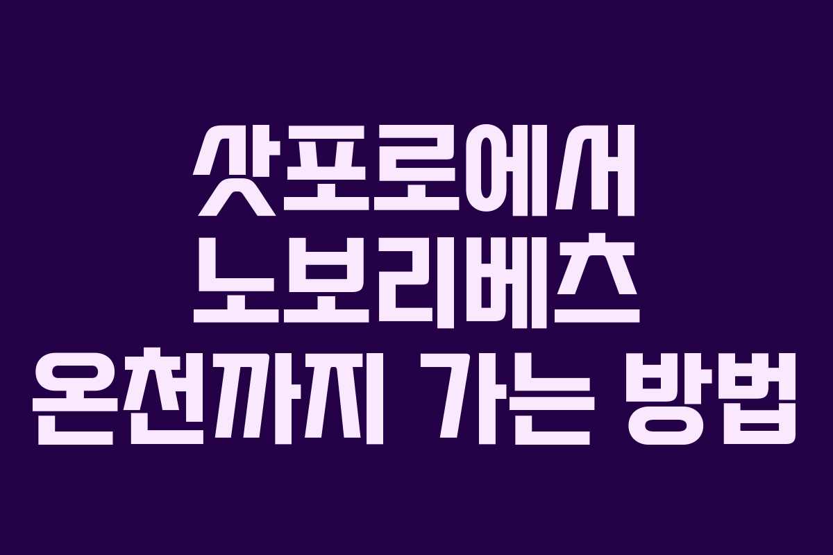 삿포로에서 노보리베츠 온천까지 가는 방법