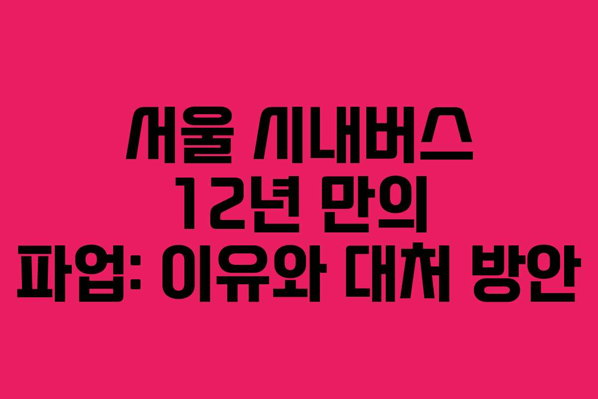 서울 시내버스 12년 만의 파업: 이유와 대처 방안
