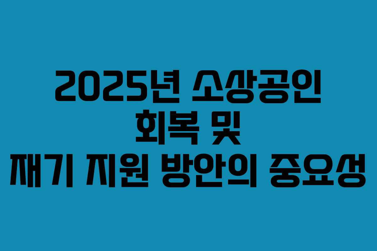 2025년 소상공인 회복 및 재기 지원 방안의 중요성 2025년 소상공인 회복 및 재기 지원 방안의 중요성