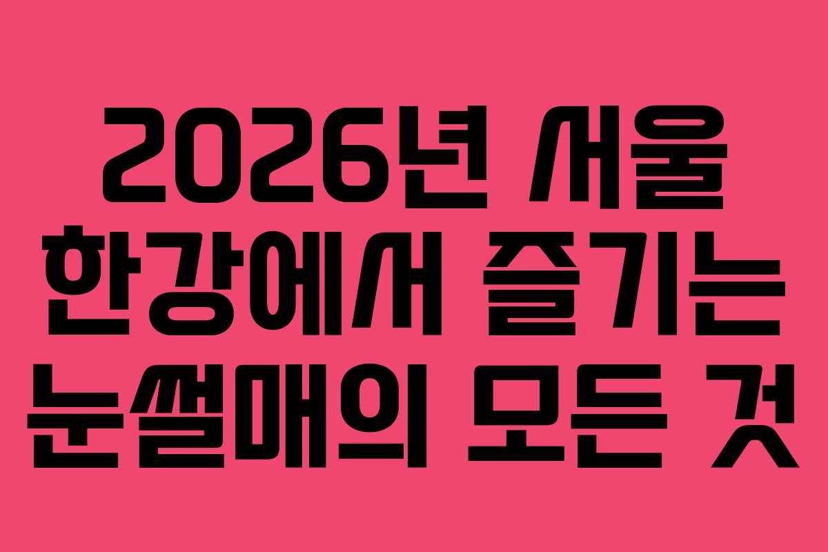 2026년 서울 한강에서 즐기는 눈썰매의 모든 것