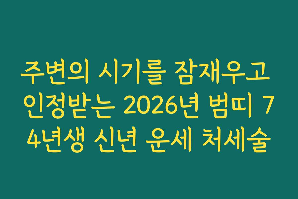 주변의 시기를 잠재우고 인정받는 2026년 범띠 74년생 신년 운세 처세술