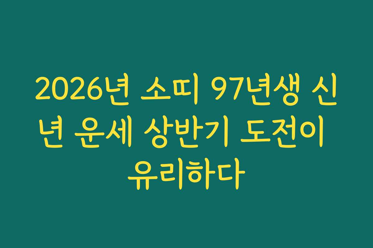 2026년 소띠 97년생 신년 운세 상반기 도전이 유리하다 2026년 소띠 97년생 신년 운세 상반기 도전이 유리하다