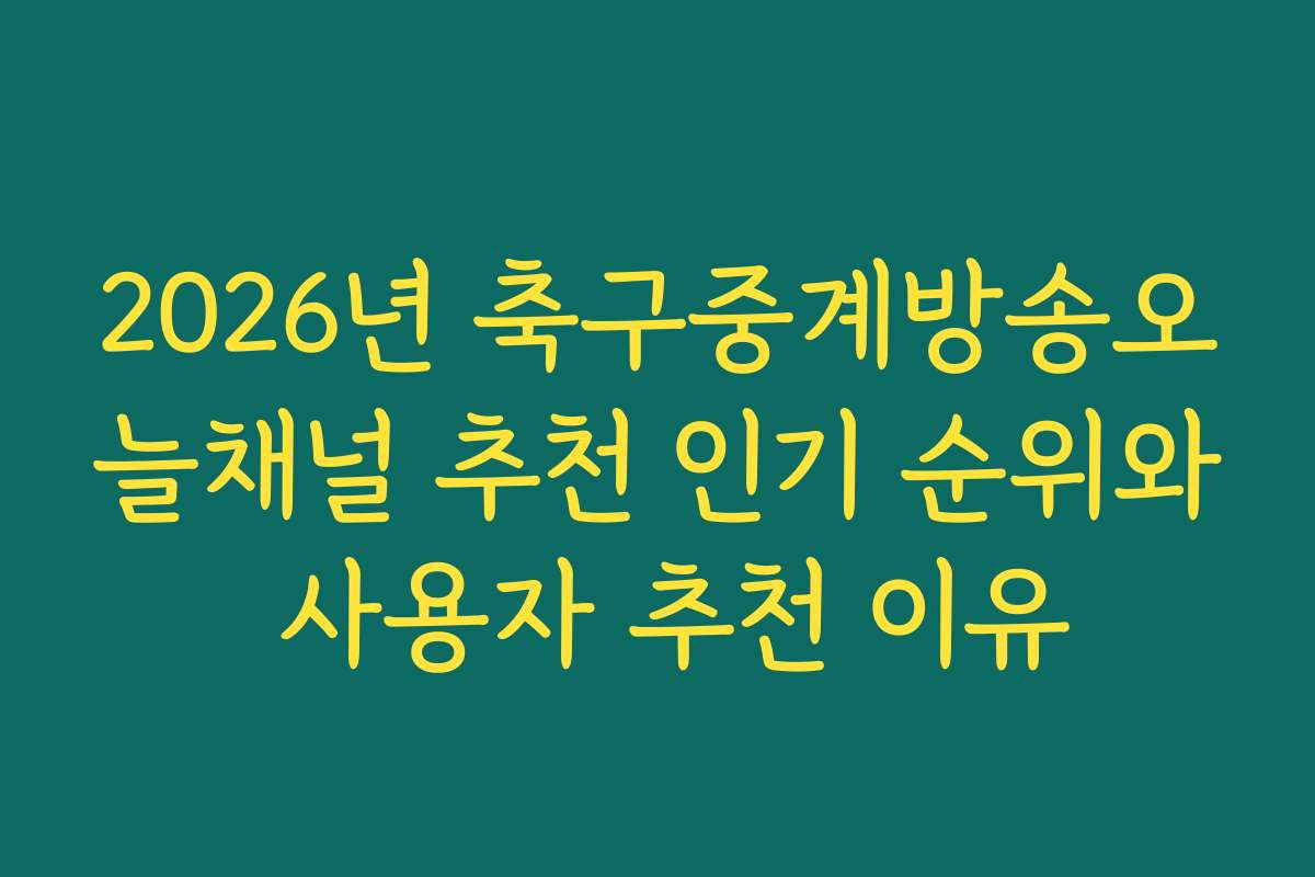 2026년 축구중계방송오늘채널 추천 인기 순위와 사용자 추천 이유