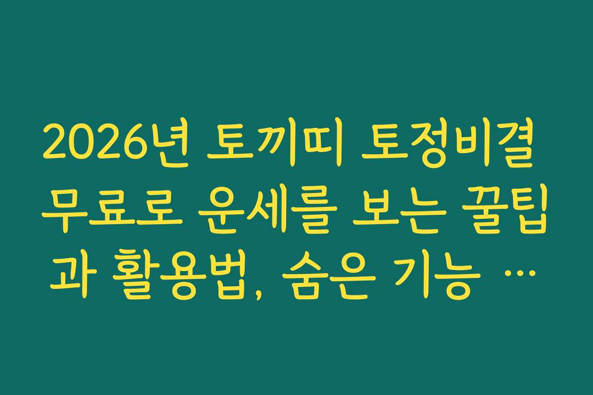 2026년 토끼띠 토정비결 무료로 운세를 보는 꿀팁과 활용법, 숨은 기능 알아보기