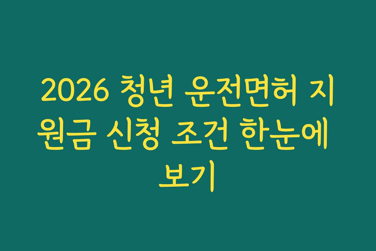 2026 청년 운전면허 지원금 신청 조건 한눈에 보기