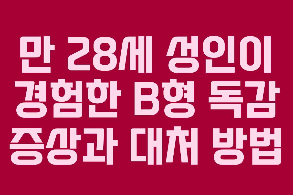 만 28세 성인이 경험한 B형 독감 증상과 대처 방법