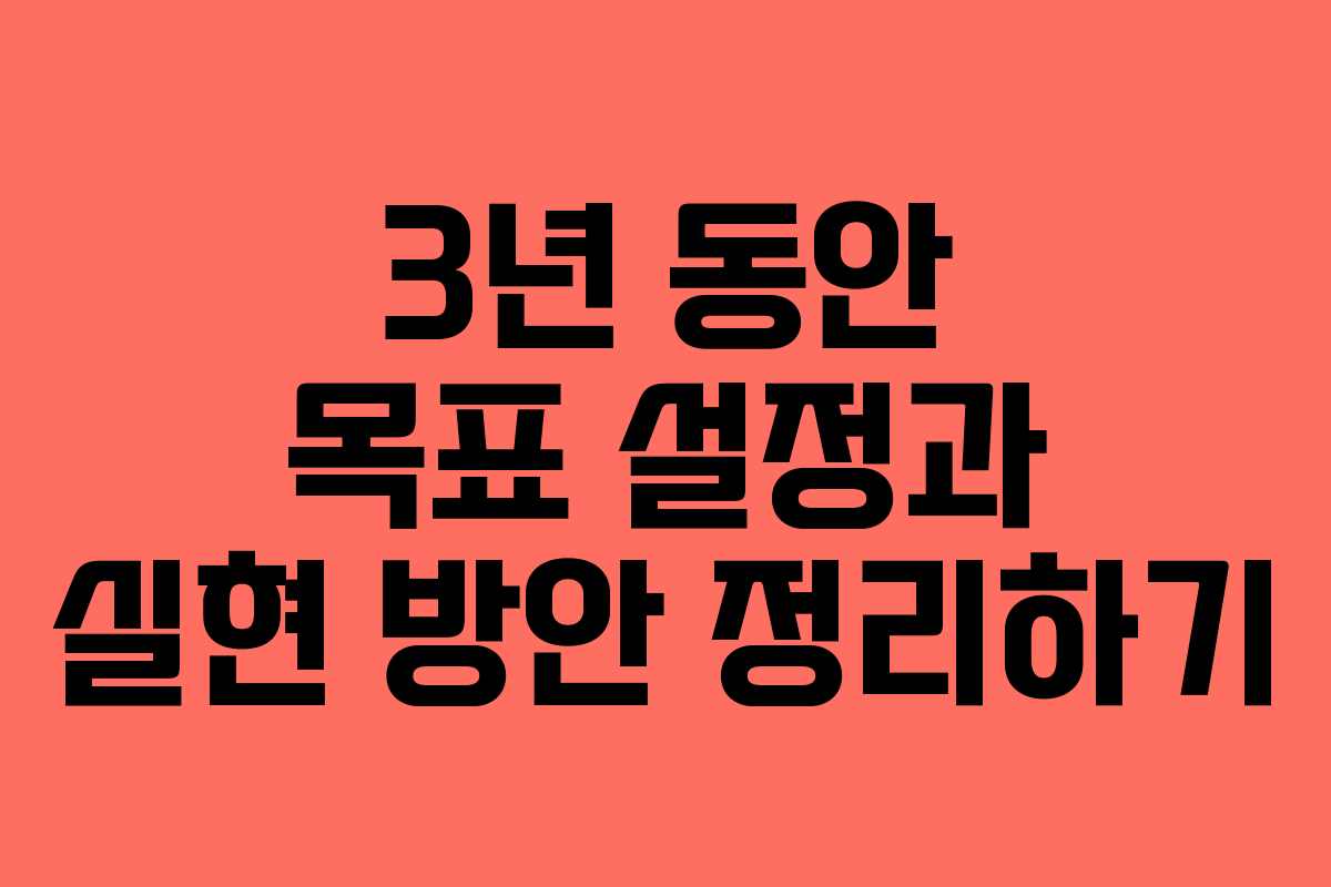 3년 동안 목표 설정과 실현 방안 정리하기