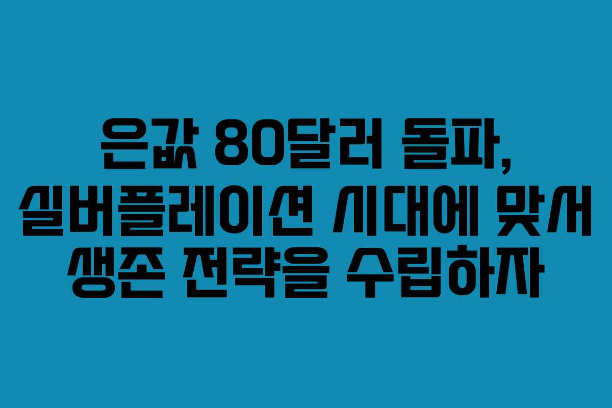 은값 80달러 돌파, 실버플레이션 시대에 맞서 생존 전략을 수립하자
