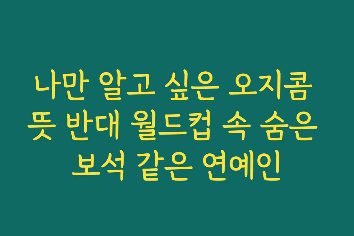 나만 알고 싶은 오지콤 뜻 반대 월드컵 속 숨은 보석 같은 연예인