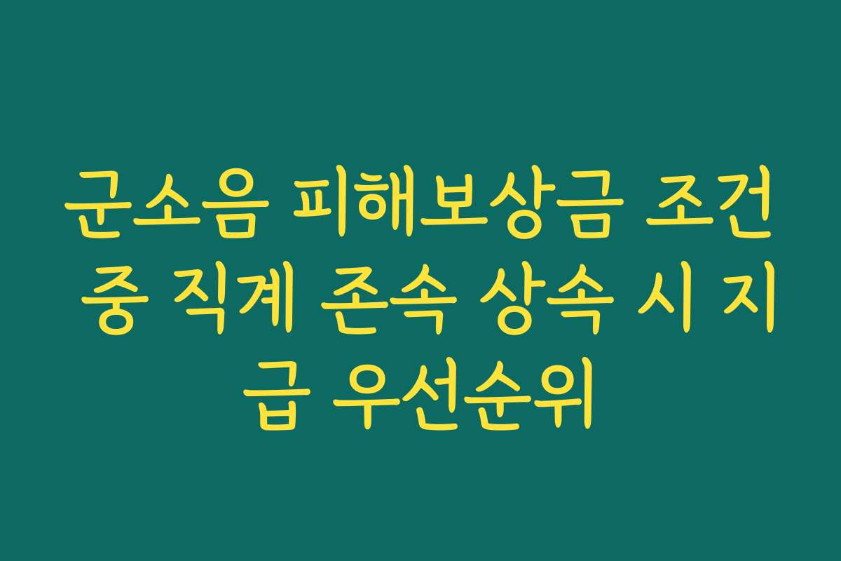 군소음 피해보상금 조건 중 직계 존속 상속 시 지급 우선순위