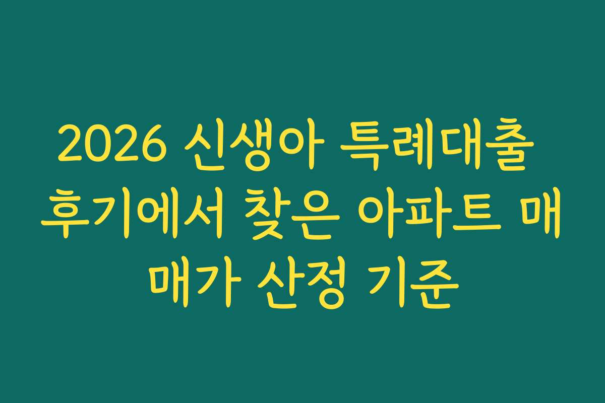 2026 신생아 특례대출 후기에서 찾은 아파트 매매가 산정 기준