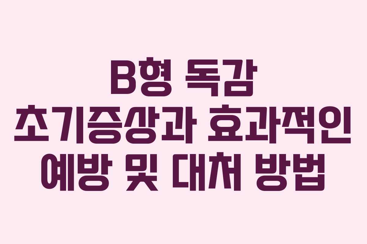 B형 독감 초기증상과 효과적인 예방 및 대처 방법 B형 독감 초기증상과 효과적인 예방 및 대처 방법