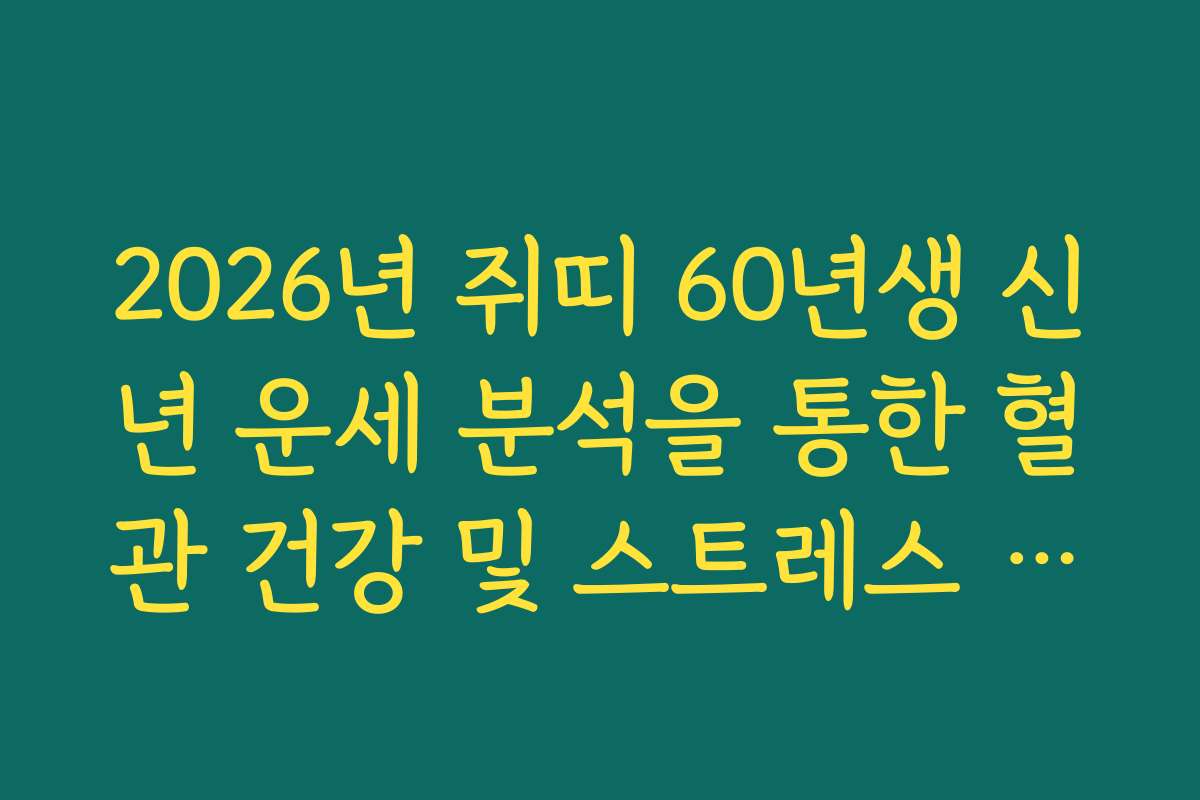2026년 쥐띠 60년생 신년 운세 분석을 통한 혈관 건강 및 스트레스 관리