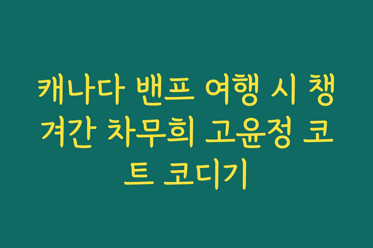 캐나다 밴프 여행 시 챙겨간 차무희 고윤정 코트 코디기