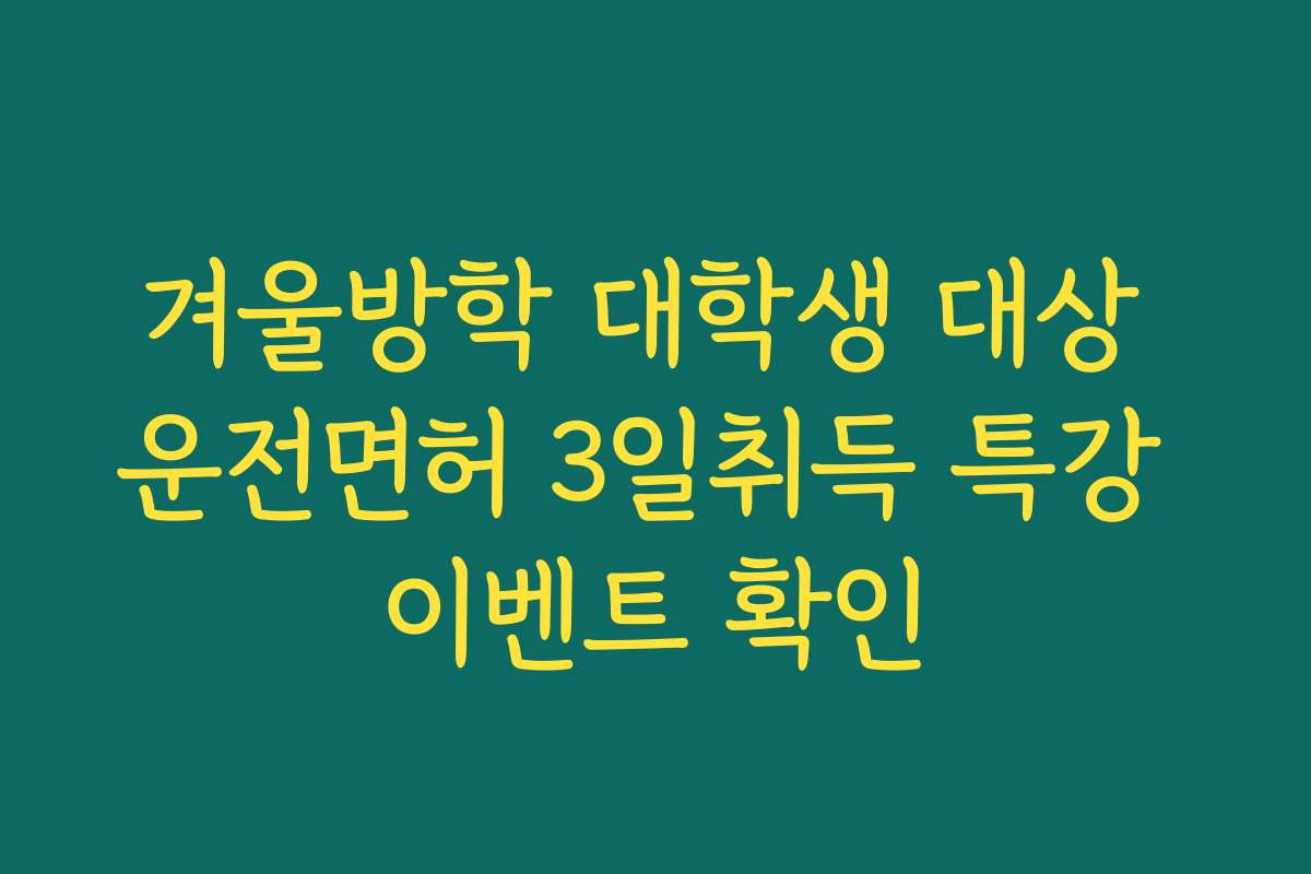 겨울방학 대학생 대상 운전면허 3일취득 특강 이벤트 확인