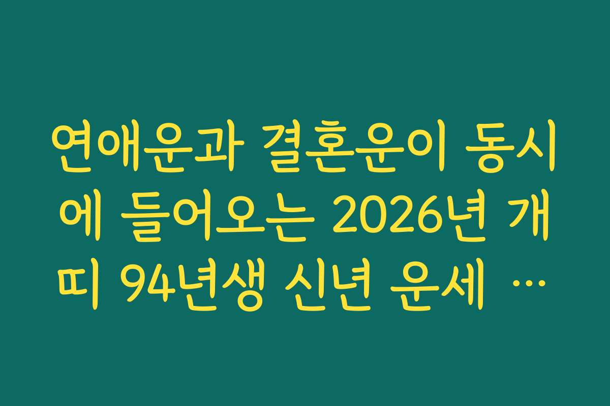 연애운과 결혼운이 동시에 들어오는 2026년 개띠 94년생 신년 운세 확인