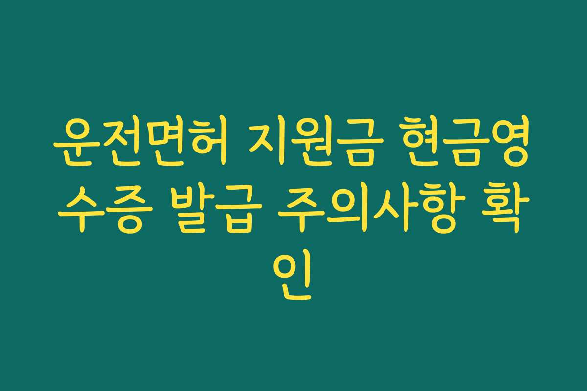 운전면허 지원금 현금영수증 발급 주의사항 확인