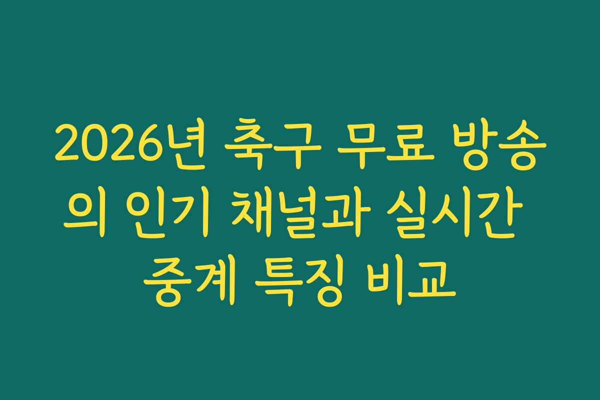 2026년 축구 무료 방송의 인기 채널과 실시간 중계 특징 비교