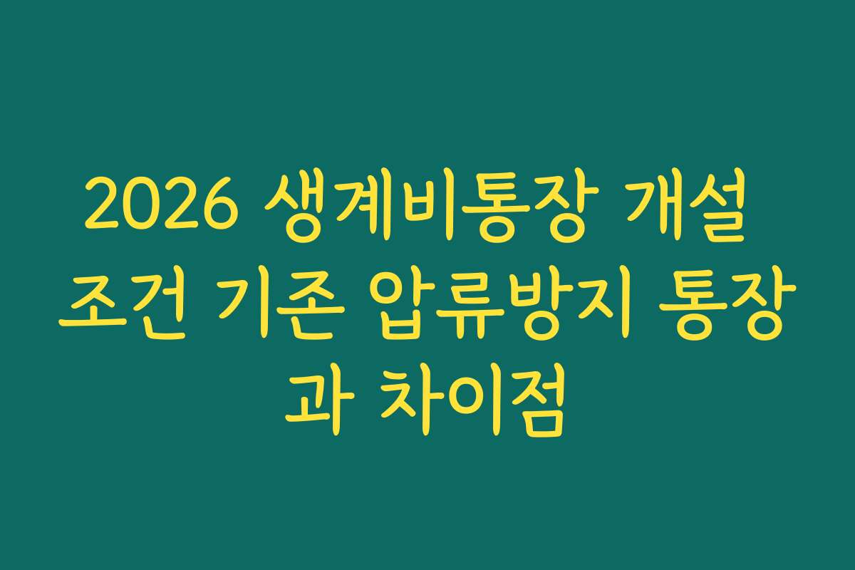 2026 생계비통장 개설 조건 기존 압류방지 통장과 차이점