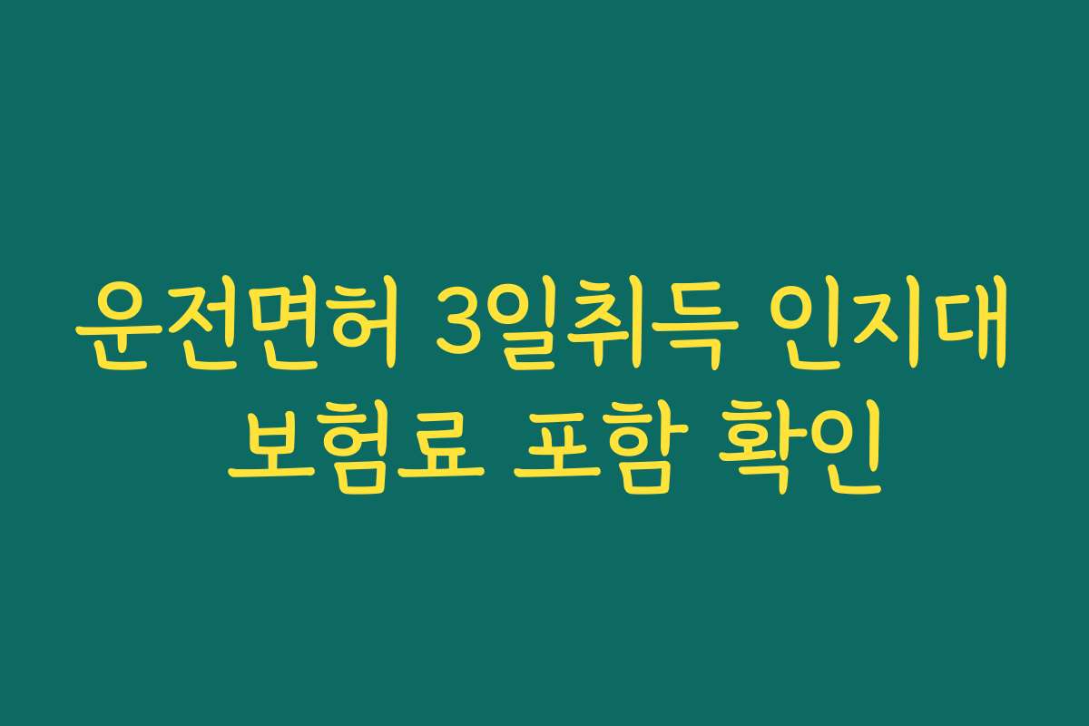 운전면허 3일취득 인지대 보험료 포함 확인
