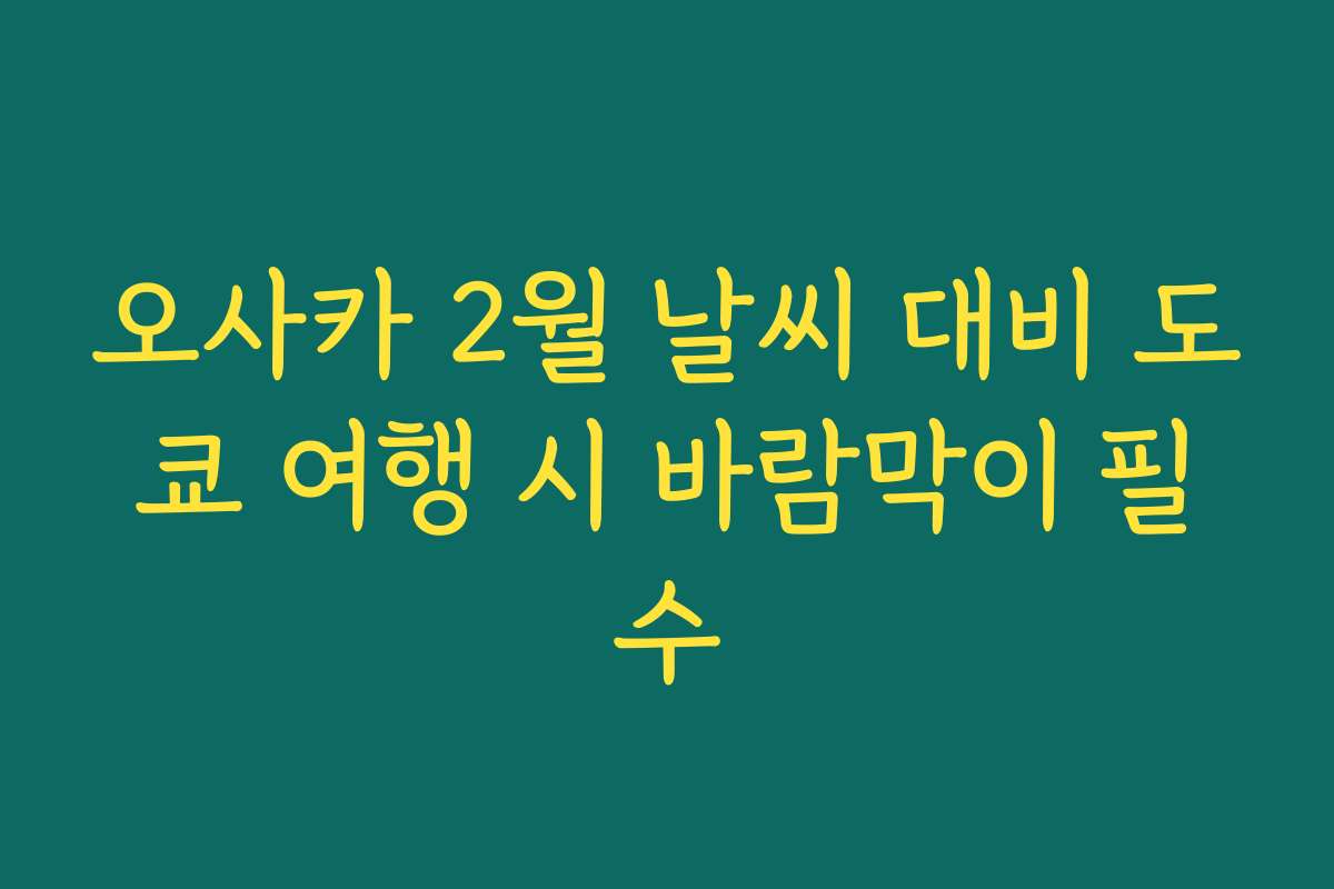 오사카 2월 날씨 대비 도쿄 여행 시 바람막이 필수