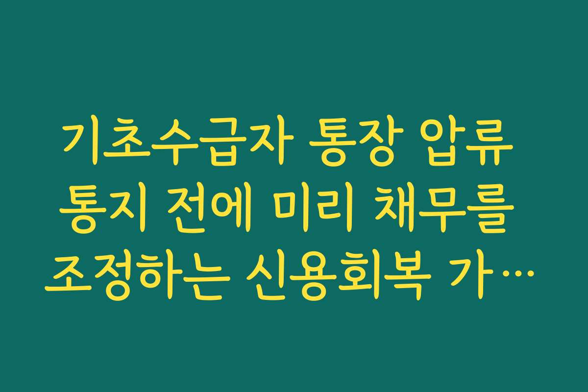 기초수급자 통장 압류 통지 전에 미리 채무를 조정하는 신용회복 가이드