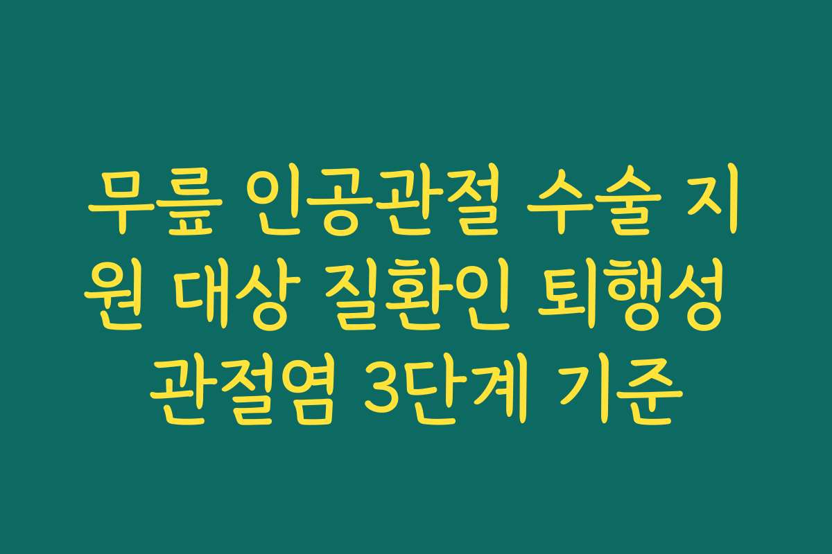 무릎 인공관절 수술 지원 대상 질환인 퇴행성 관절염 3단계 기준