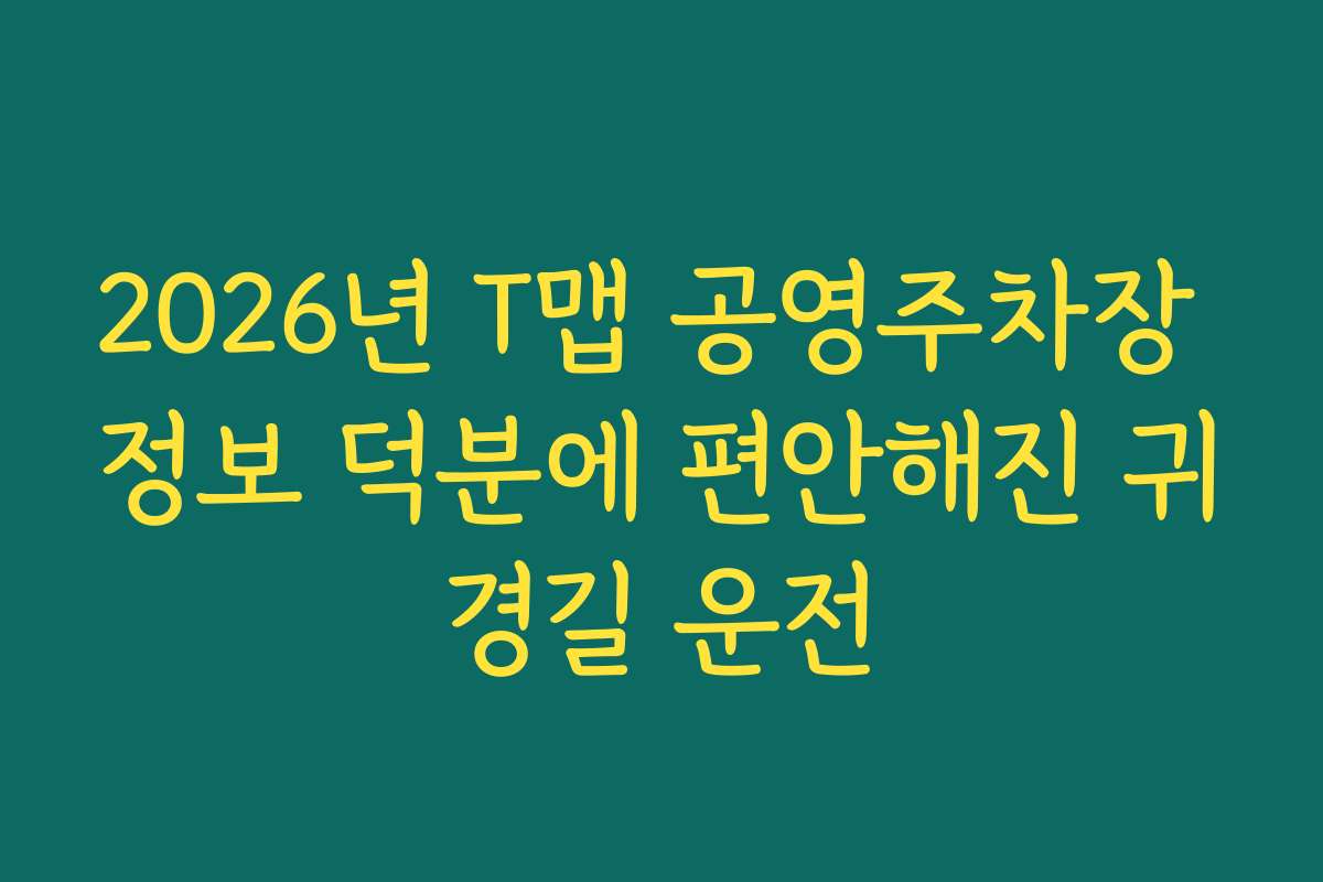2026년 T맵 공영주차장 정보 덕분에 편안해진 귀경길 운전