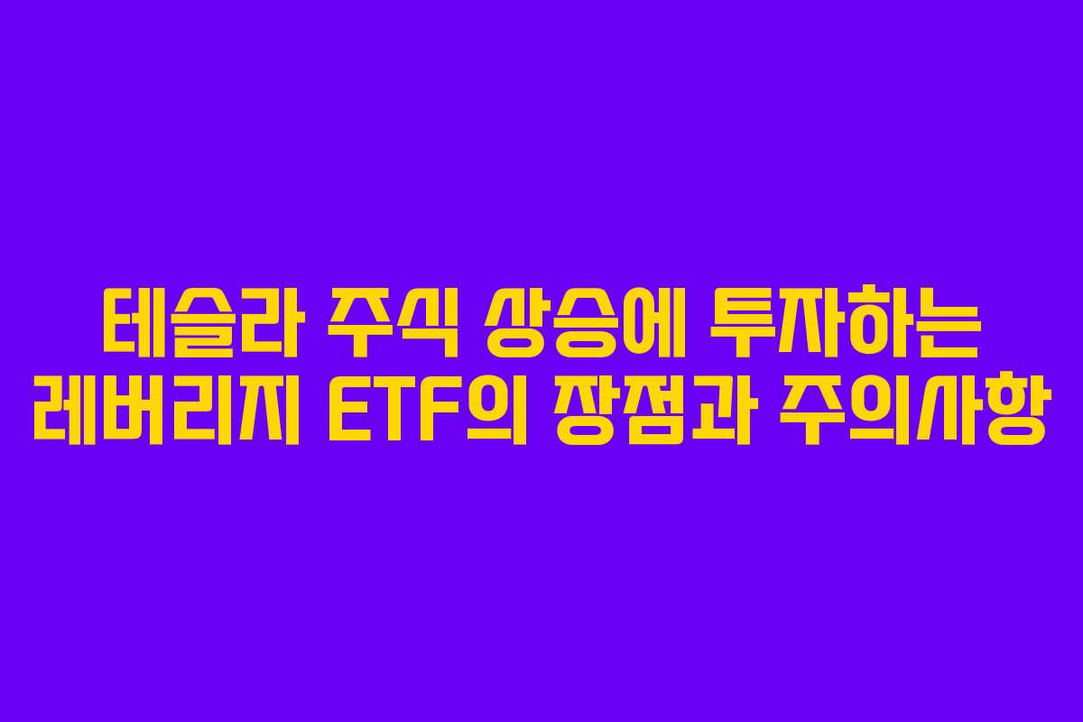 테슬라 주식 상승에 투자하는 레버리지 ETF의 장점과 주의사항 테슬라 주식 상승에 투자하는 레버리지 ETF의 장점과 주의사항