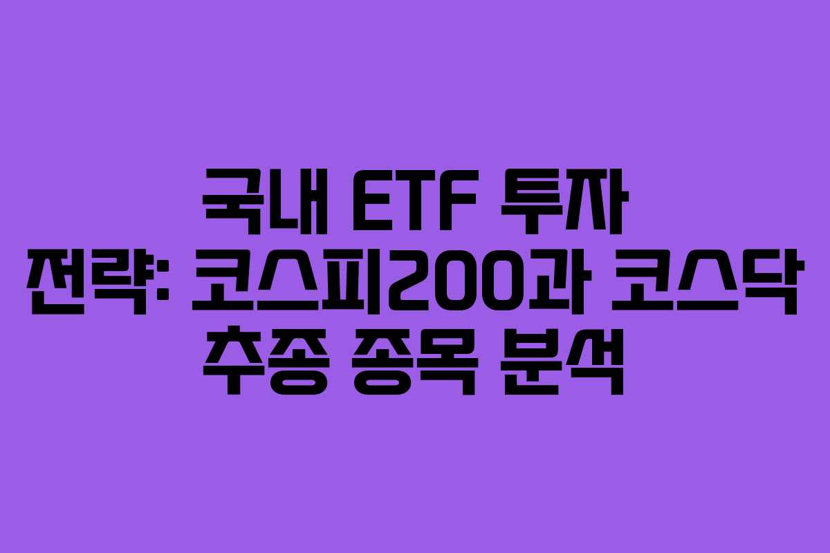 국내 ETF 투자 전략: 코스피200과 코스닥 추종 종목 분석 국내 ETF 투자 전략: 코스피200과 코스닥 추종 종목 분석