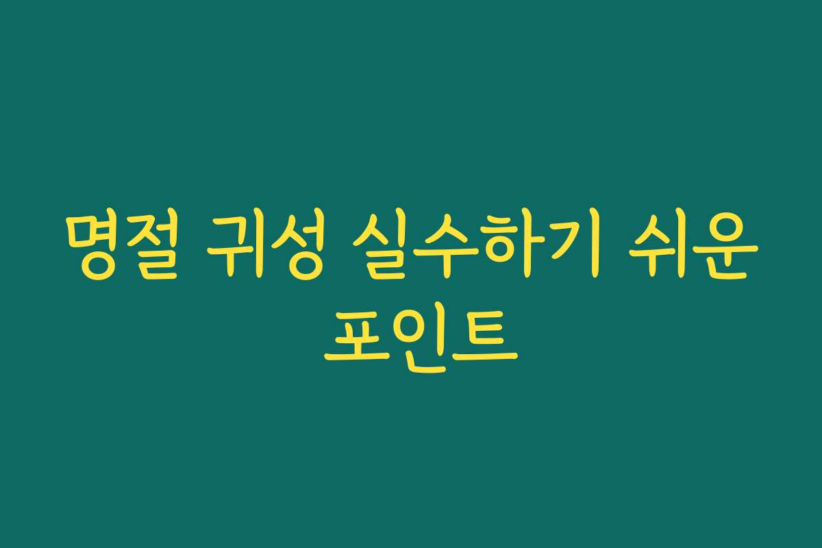명절 귀성 실수하기 쉬운 포인트