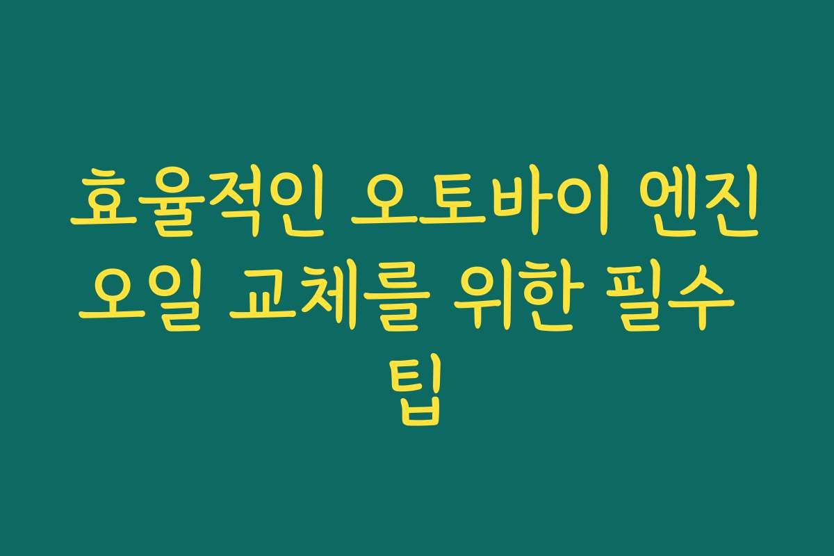 효율적인 오토바이 엔진오일 교체를 위한 필수 팁