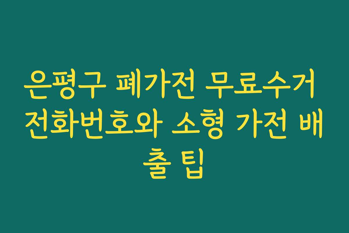 은평구 폐가전 무료수거 전화번호와 소형 가전 배출 팁