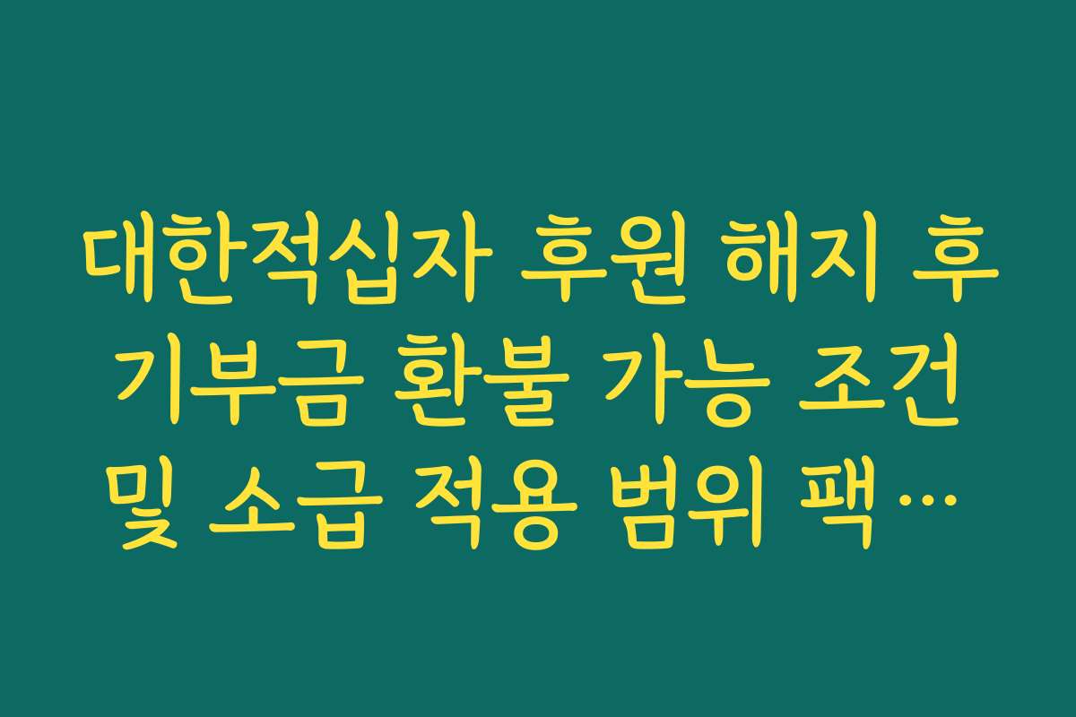 대한적십자 후원 해지 후 기부금 환불 가능 조건 및 소급 적용 범위 팩트체크 대한적십자 후원 해지 후 기부금 환불 가능 조건 및 소급 적용 범위 팩트체크