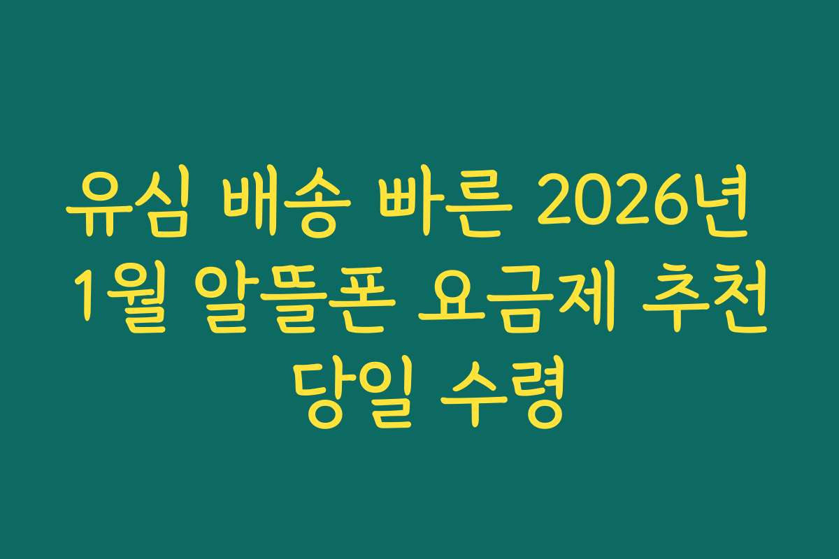 유심 배송 빠른 2026년 1월 알뜰폰 요금제 추천 당일 수령