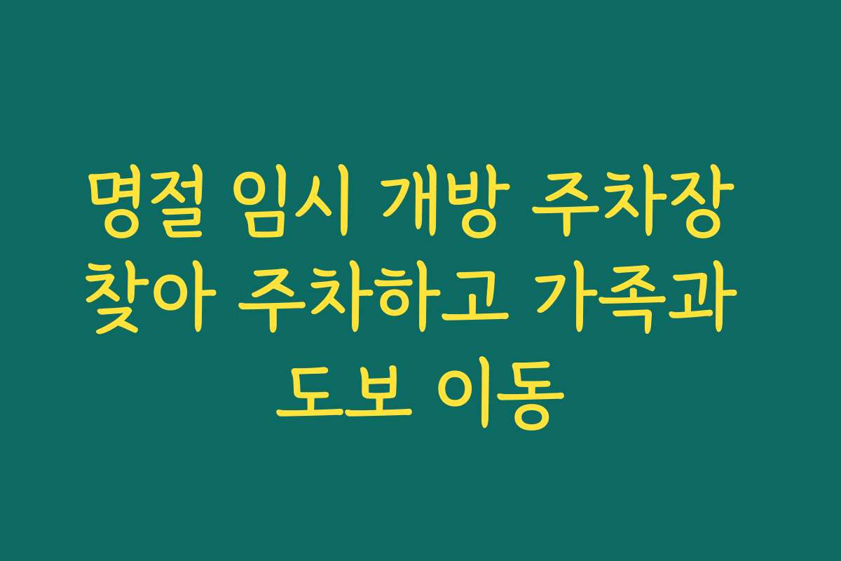 명절 임시 개방 주차장 찾아 주차하고 가족과 도보 이동
