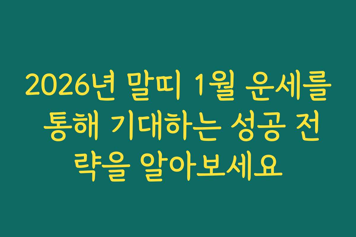 2026년 말띠 1월 운세를 통해 기대하는 성공 전략을 알아보세요